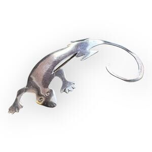 Vintage Sterling Silver Lizard Brooch